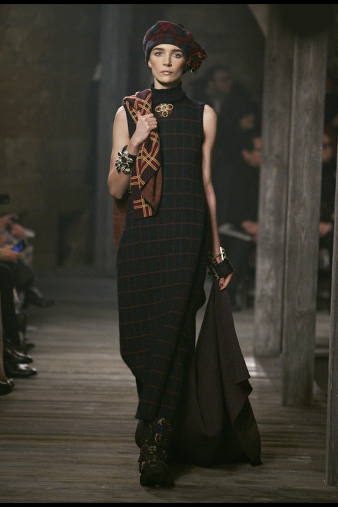 vestido largo de estampado escoces- Chanel